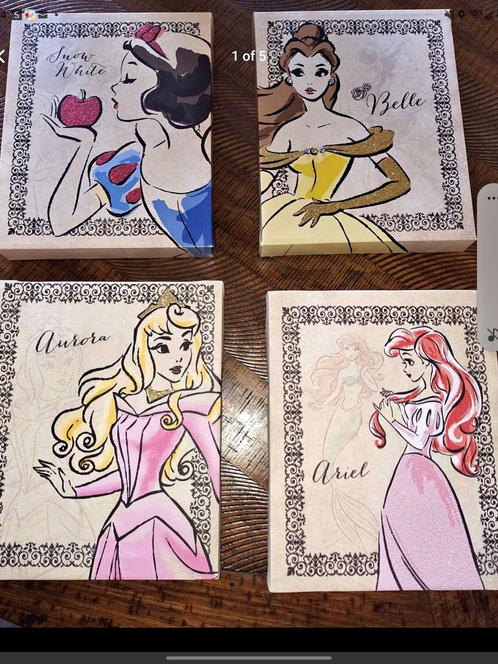 Disney Princess Pop Art Prints - Pink, Yellow, Blue, Red, Cream